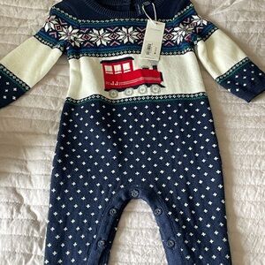Janie and Jack Baby Train Fair Isle Sweater One-Piece